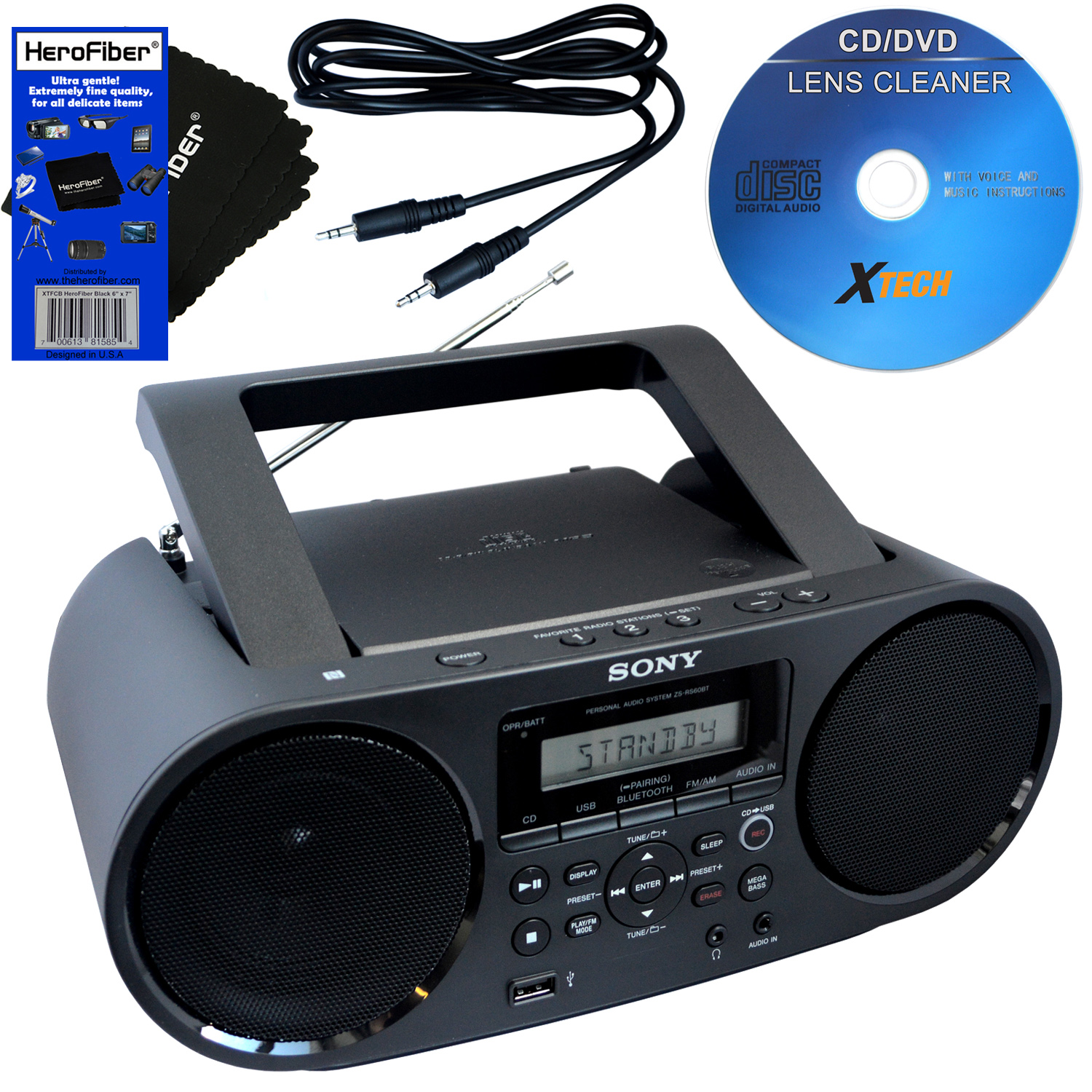 Sony Bluetooth & NFC Boombox w/CD Player, AM/FM Radio & USB + Cleaner ...