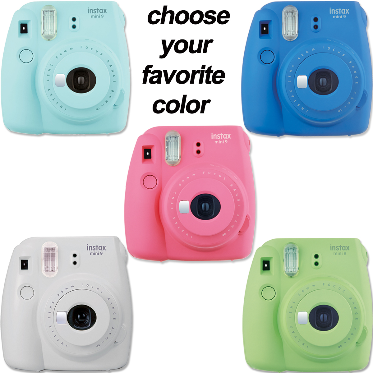 Fujifilm Instax Mini 9 Instant Camera (Choose Color) + Accessory Kit