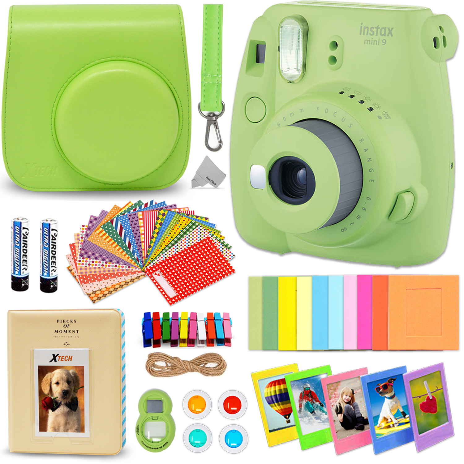 Fujifilm Instax Mini 9 Instant Camera Lime Green Accessory Kit For